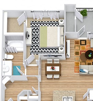 Pecos 3D Pecos 3D. 2 bedroom apartment. Kitchen with island open to living/dinning rooms. 2 full bathrooms, double vanity in master. Walk-in closets. Patio/balcony.